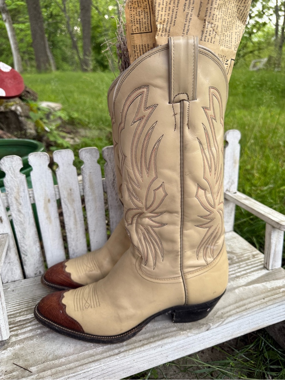 Vintage Justin Two-Tone Western Cowboy Boots - Picture 2 of 6